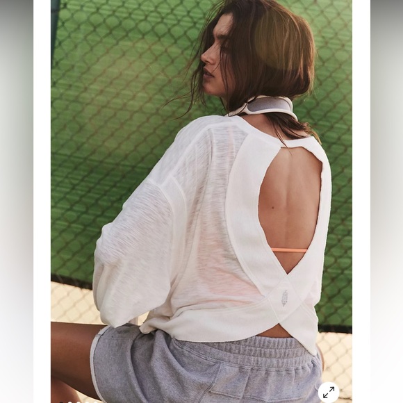 Free People My Time Layer Long Sleeve in Painted White - Picture 1 of 6